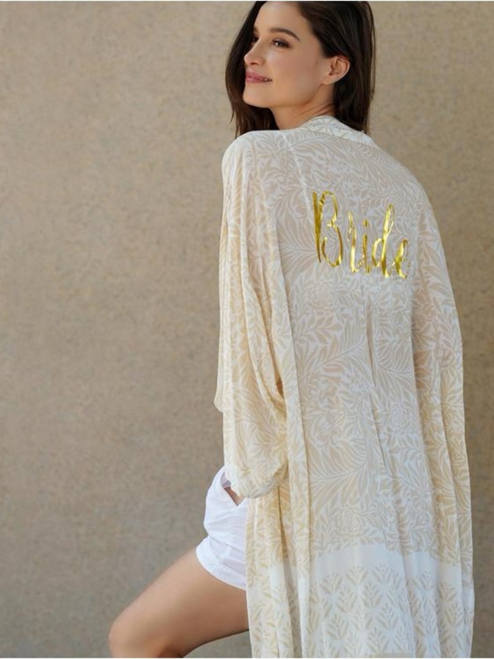 Shiraleah Bride Robe Gold Cream Getting Ready Neutral